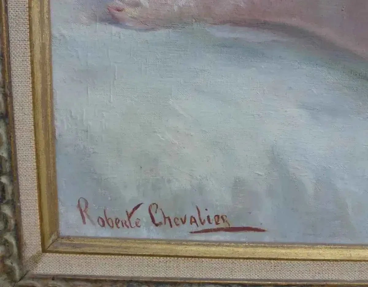 Roberte Jeanne Chevalier Nu Portrait De Femme alanguie Huile/toile Du XXème Siècle - Kikooyou Art Gallery
