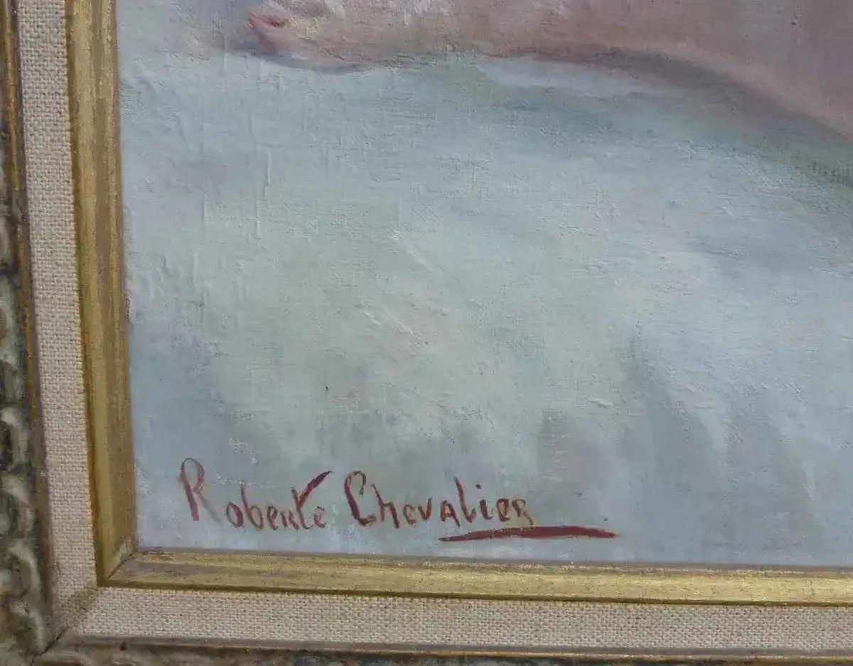 Roberte Jeanne Chevalier Nu Portrait De Femme alanguie Huile/toile Du XXème Siècle - Kikooyou Art Gallery