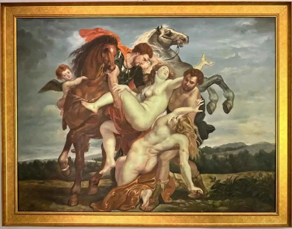 d'après Rubens, L’enlèvement Des Filles De Leucippe Par Castor Et Pollux, Grande Huile Sur Toile - Kikooyou Art Gallery
