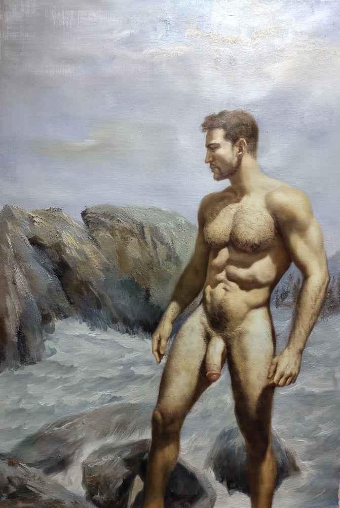 tableau peinture érotique huile sur toile homme nu intégrale - Kikooyou Art Gallery