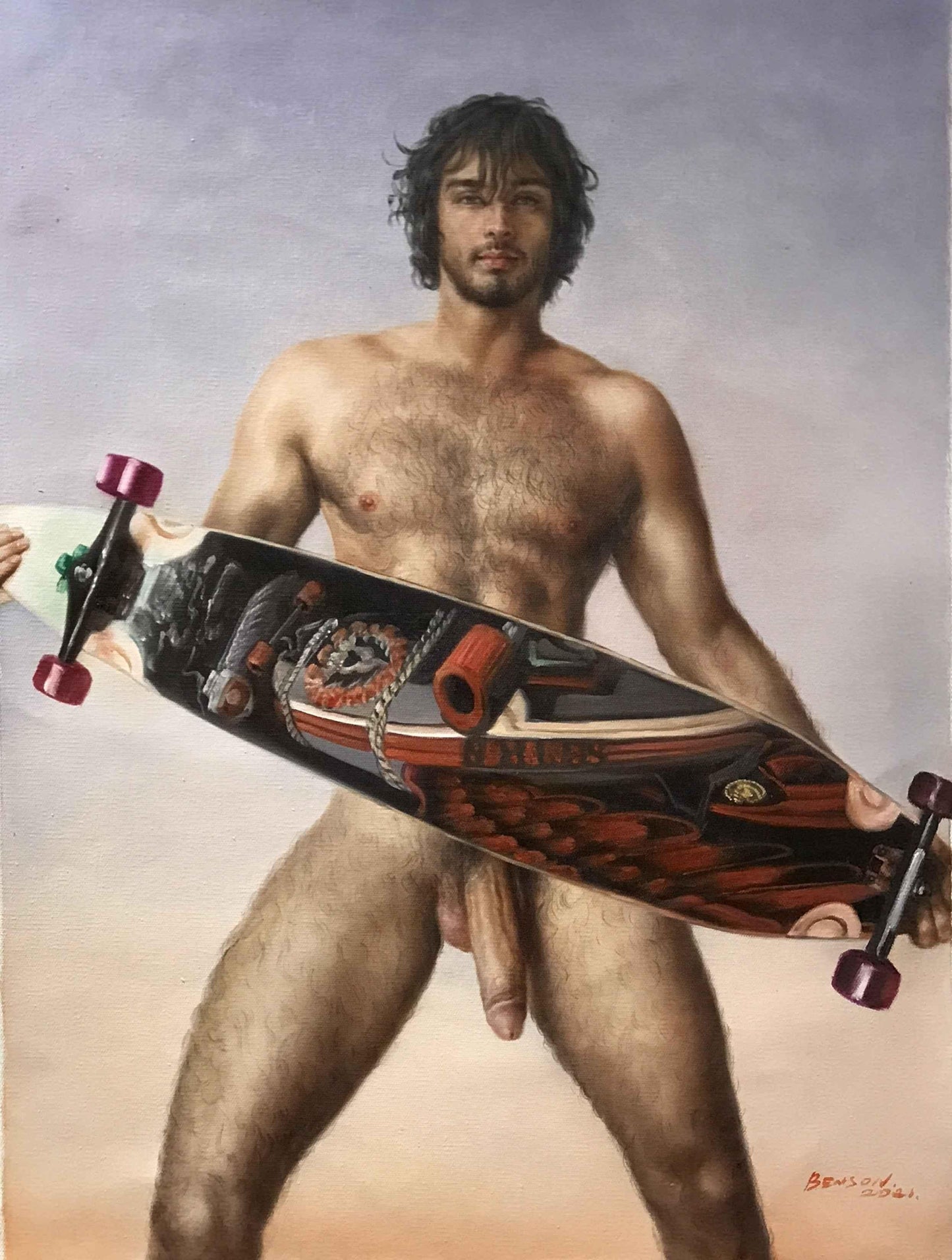 Tableau érotique homme nu en huile sur toile - Kikooyou Art Gallery