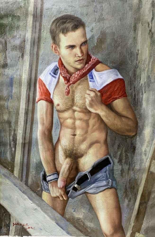 tableau peinture érotique huile sur toile homme nu - Kikooyou Art Gallery