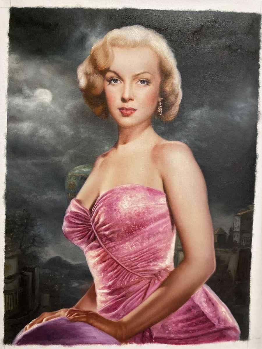 Portrait féminin Marilyn Monroe peinture huile sur toile - Art star Hollywood - Kikooyou Art Gallery