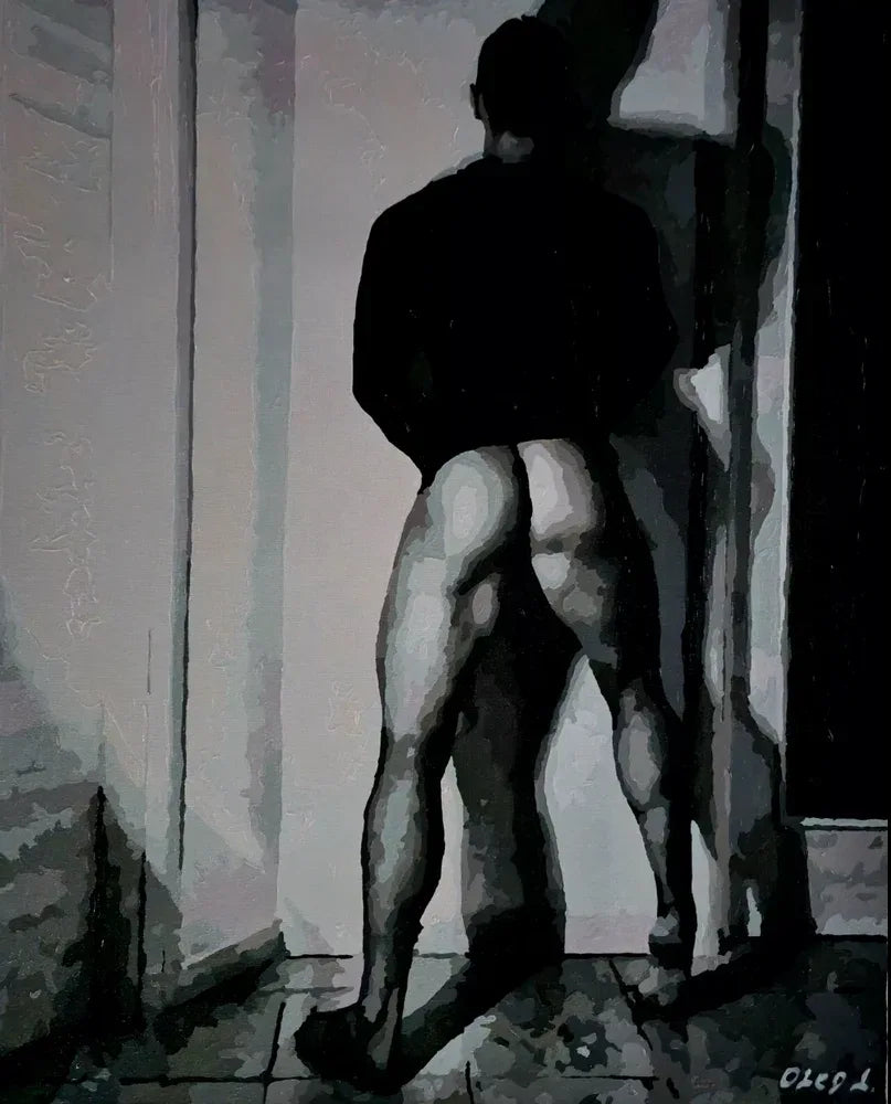 homme nu de dos peinture huile sur toile - Kikooyou Art Gallery