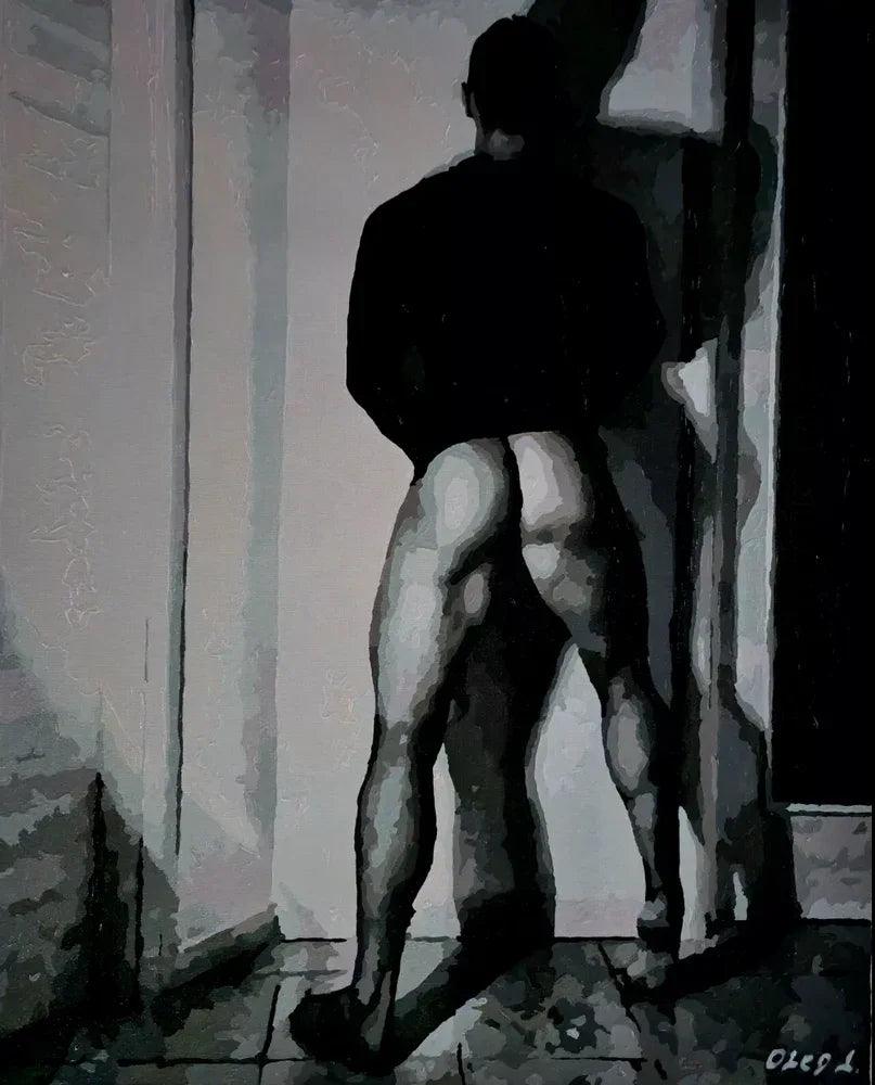 homme nu de dos peinture huile sur toile - Kikooyou Art Gallery
