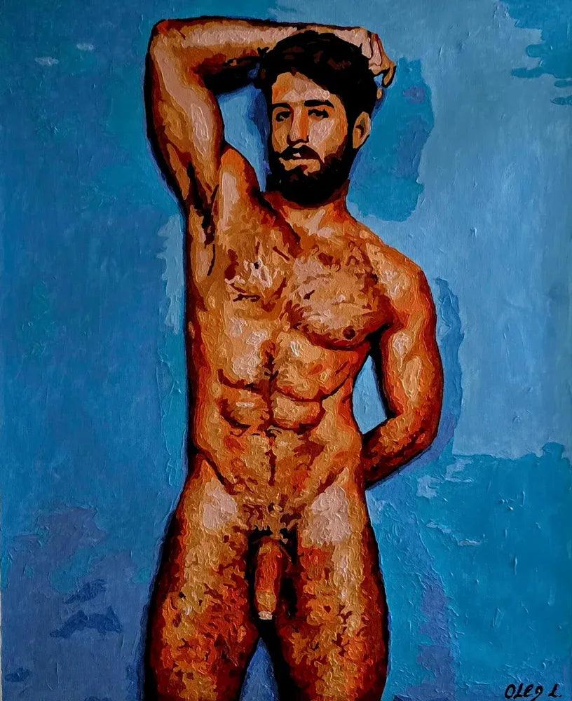 art érotique peinture huile sur toile gay homme nu - Kikooyou Art Gallery
