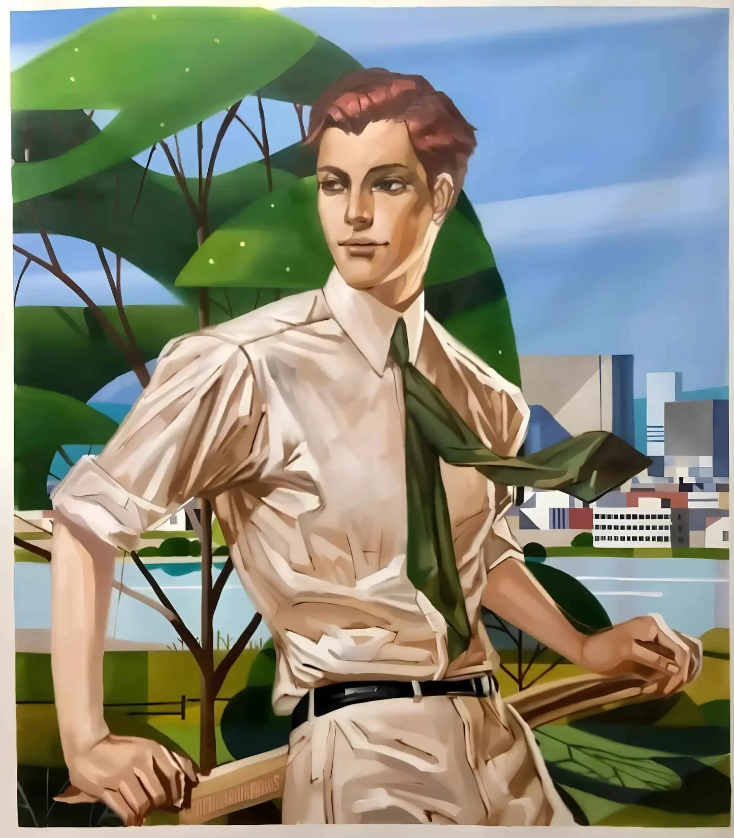 Style Art Déco Peinture Huile sur Toile d'Homme Sexy Élégant - Art Déco Peinture Homme Sexy - Kikooyou Art Gallery