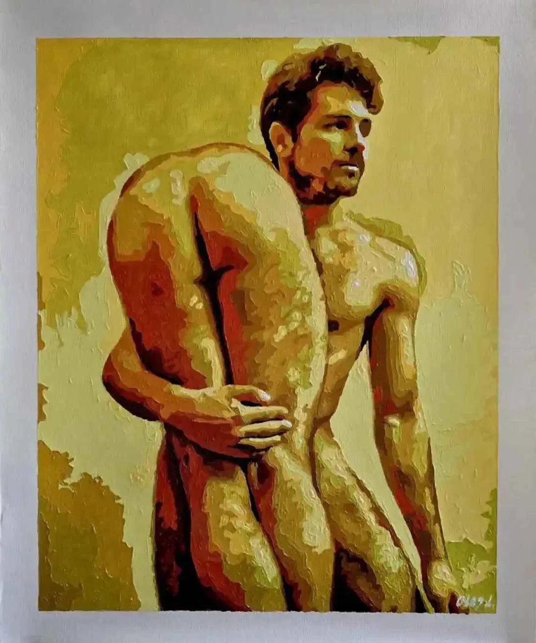 art-érotique-gay-couple-huile-toile-originale - Kikooyou Art Gallery