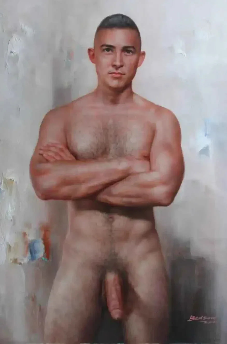 art-érotique-gay-peinture-huile sur toile-originale-homme-nu-intégrale - Kikooyou Art Gallery