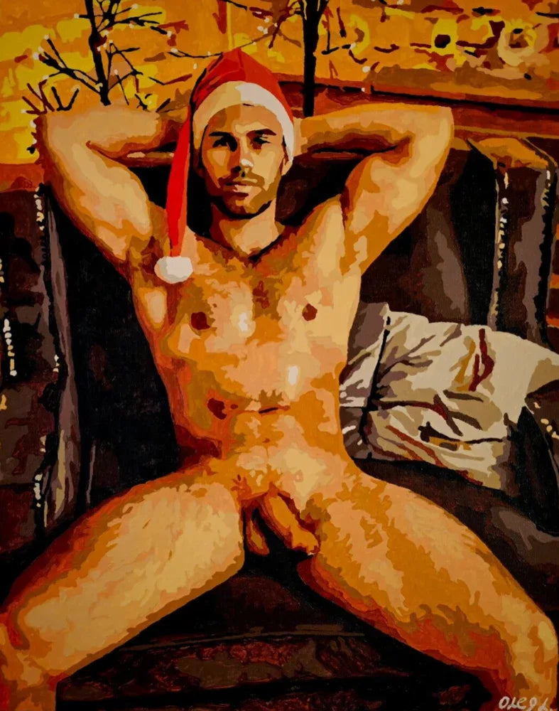 art-érotique-gay-peinture-huile sur toile-originale-homme-nu-intégrale - Kikooyou Art Gallery