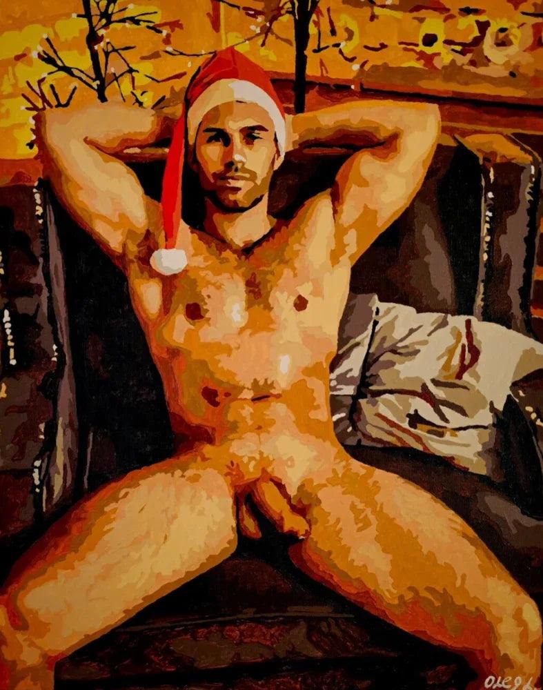 art-érotique-gay-peinture-huile sur toile-originale-homme-nu-intégrale - Kikooyou Art Gallery