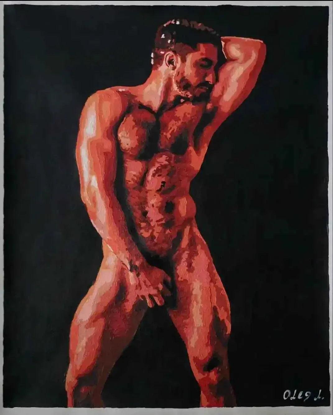 art-érotique-gay-peinture-originale-huile sur toile-signée - Kikooyou Art Gallery