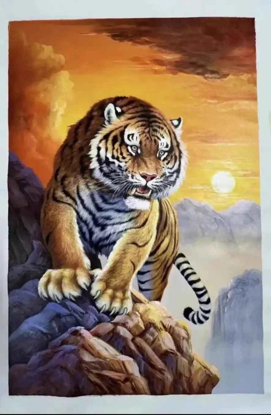 art-figuratif-animal-tigre-tableau-peinture-originale-huile-toile - Kikooyou Art Gallery