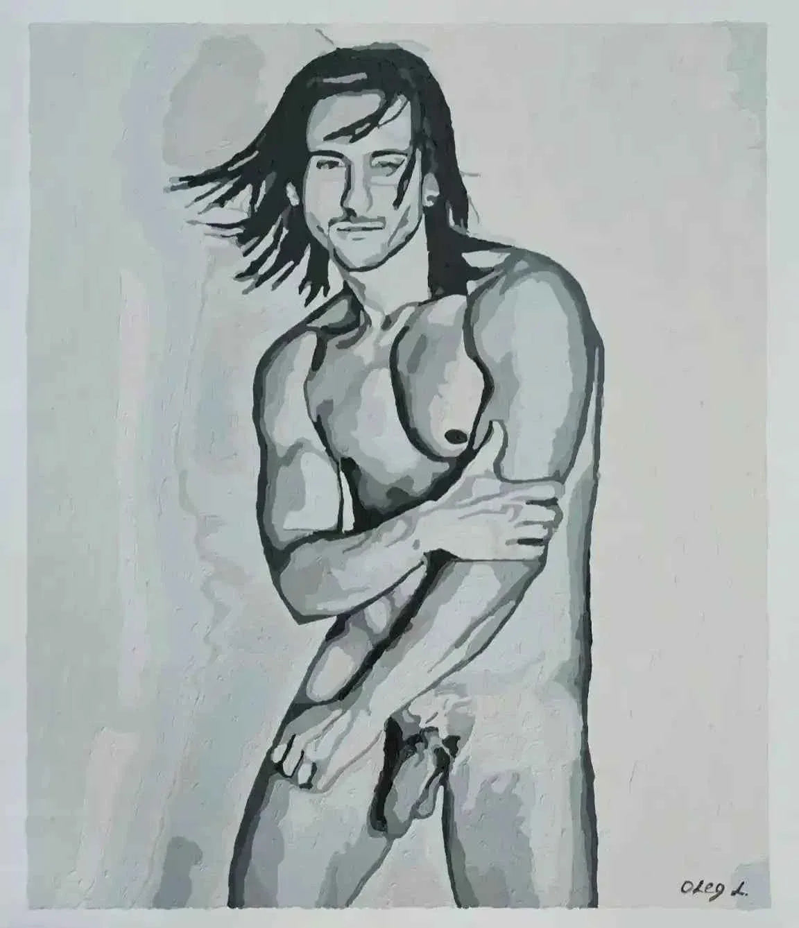 art-érotique-gay-peinture-huile sur toile-originale-homme-nu-intégrale - Kikooyou Art Gallery