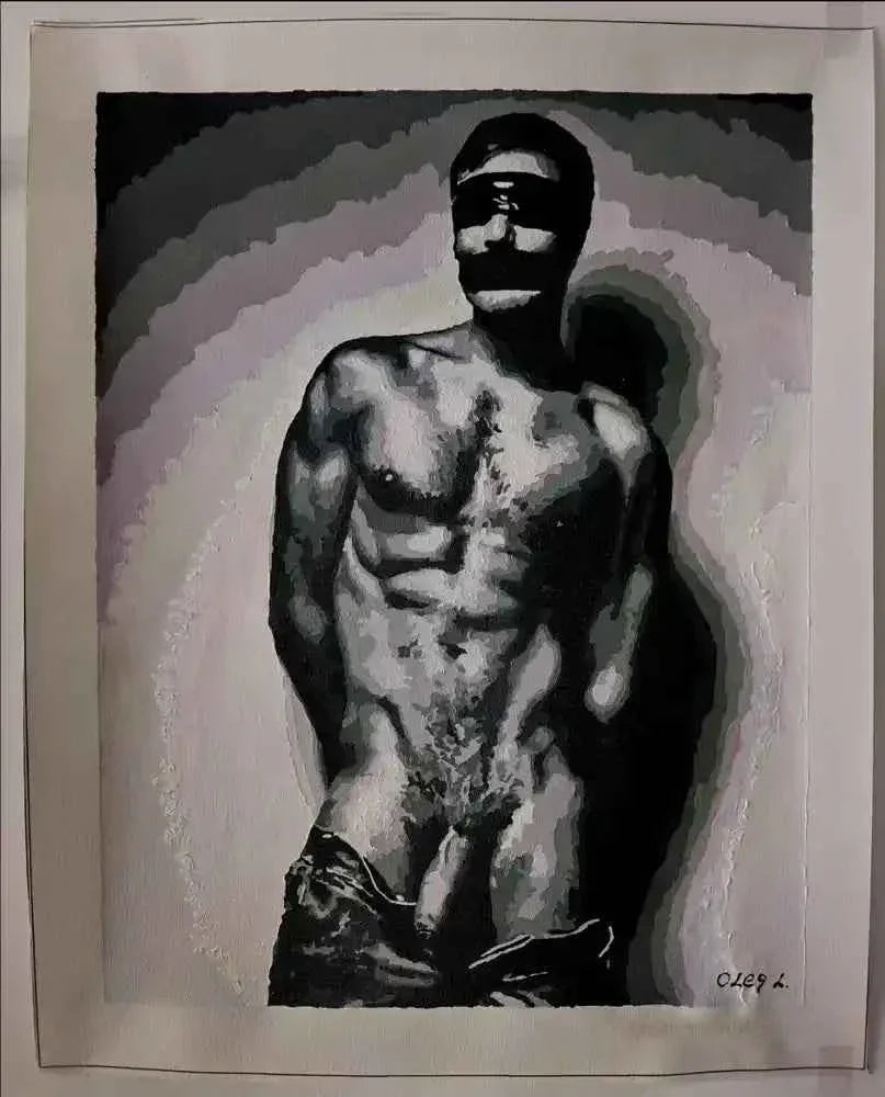art-érotique-gay-peinture-huile sur toile-originale-homme-nu-intégrale - Kikooyou Art Gallery