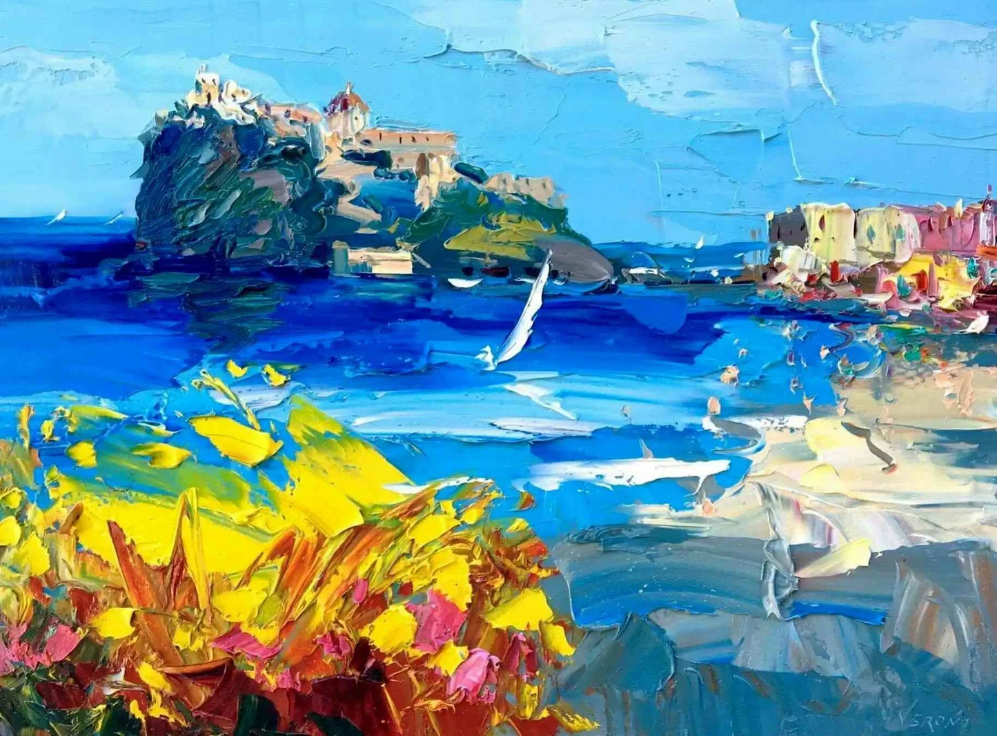 paysage -marin-bateau-tableau-peinture-originale-huile sur toile-signée