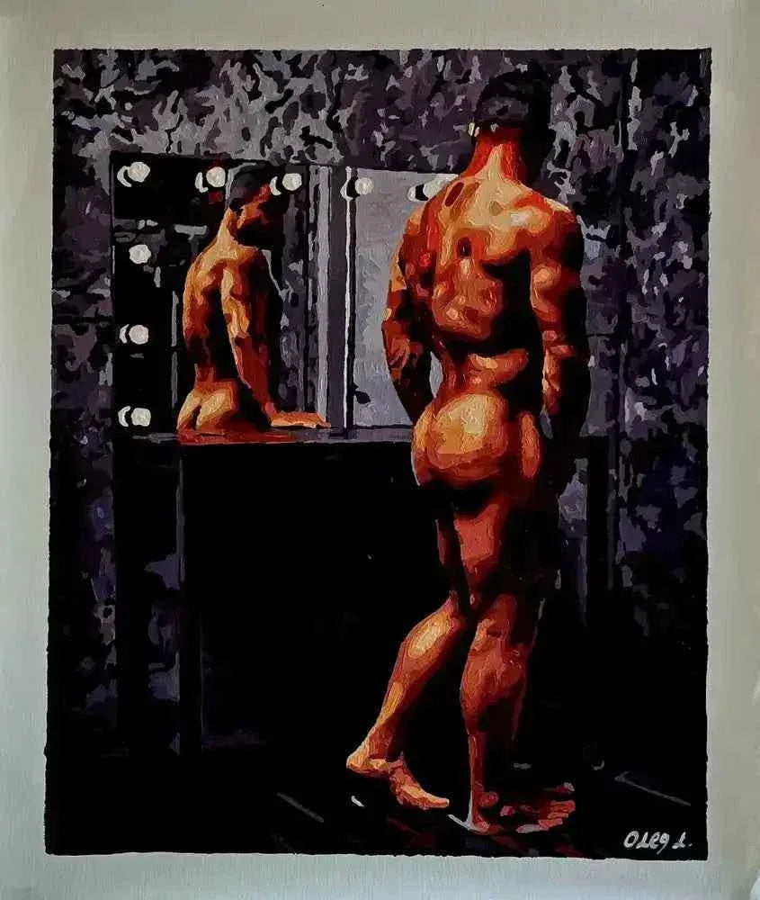 art-érotique-gay-peinture-huile sur toile-originale-homme-nu-intégrale - Kikooyou Art Gallery