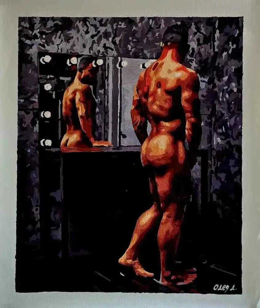 art-érotique-gay-peinture-huile sur toile-originale-homme-nu-intégrale - Kikooyou Art Gallery