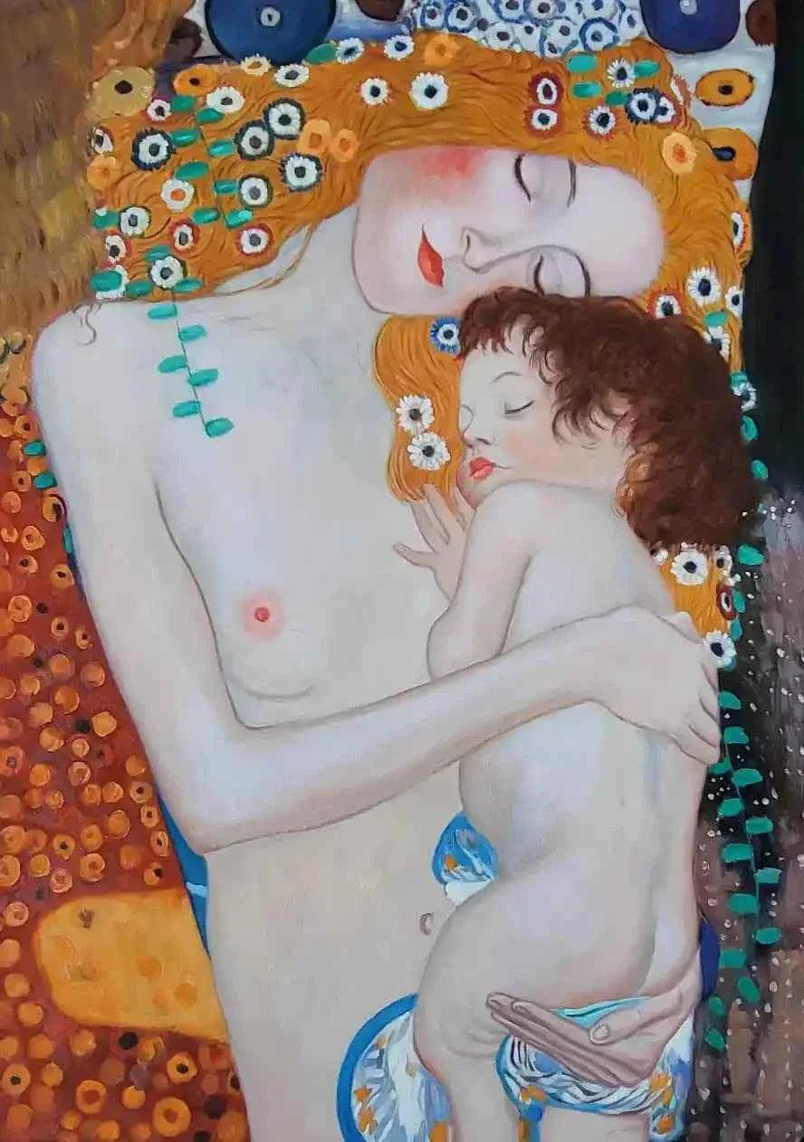 art-portrait-mére-enfant-maternité-peinture-huile sur toile - Kikooyou Art Gallery