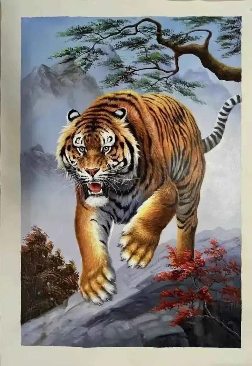 art-figuratif-animal-tigre-tableau-peinture-originale-huile-toile - Kikooyou Art Gallery