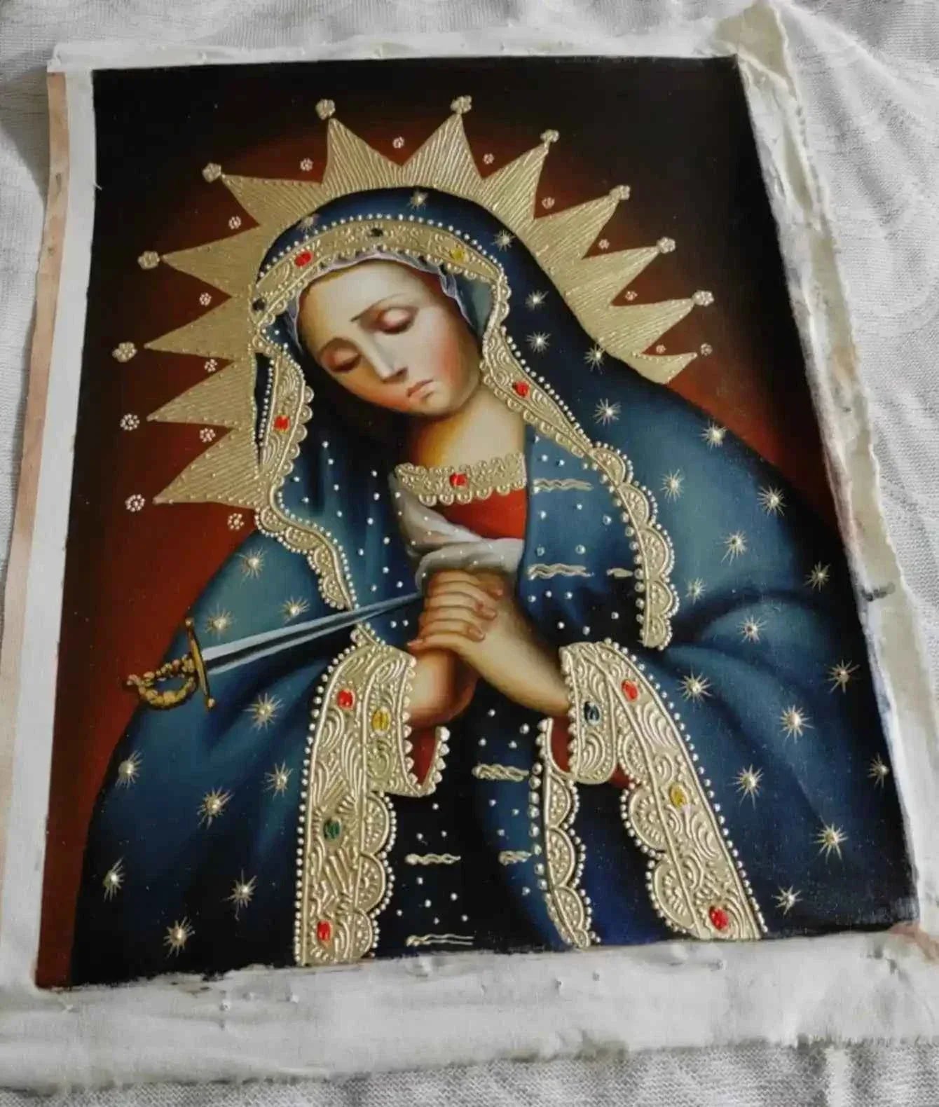 Notre-Dame des Douleurs, Mère des Douleurs, art catholique, peinture à l'huile, peint à la main - Kikooyou Art Gallery