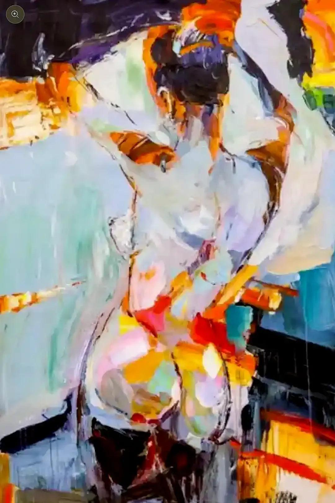 art-moderne-portrait-féminin-femme-nue-peinture-huile sur toile - Kikooyou Art Gallery