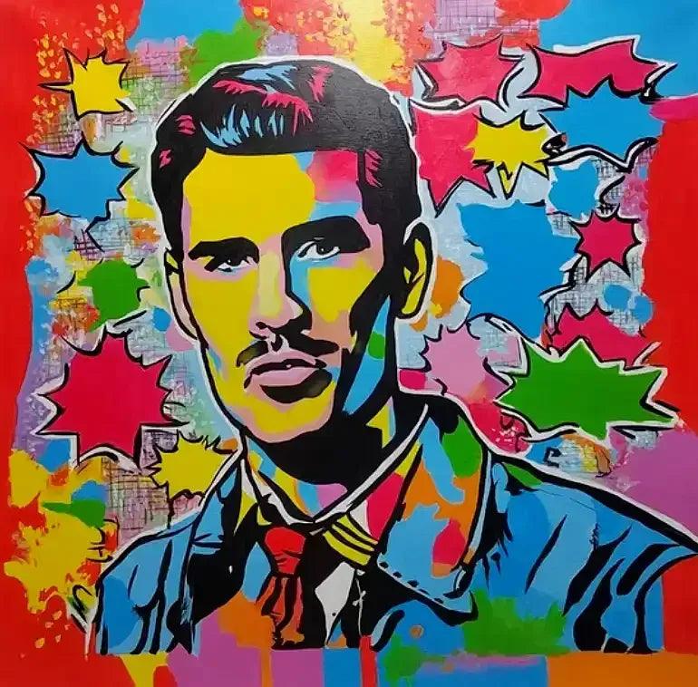 art-moderne-pop-street-art-portrait-masculin-homme-moustache-sexy-peinture-huile-toile - Kikooyou Art Gallery
