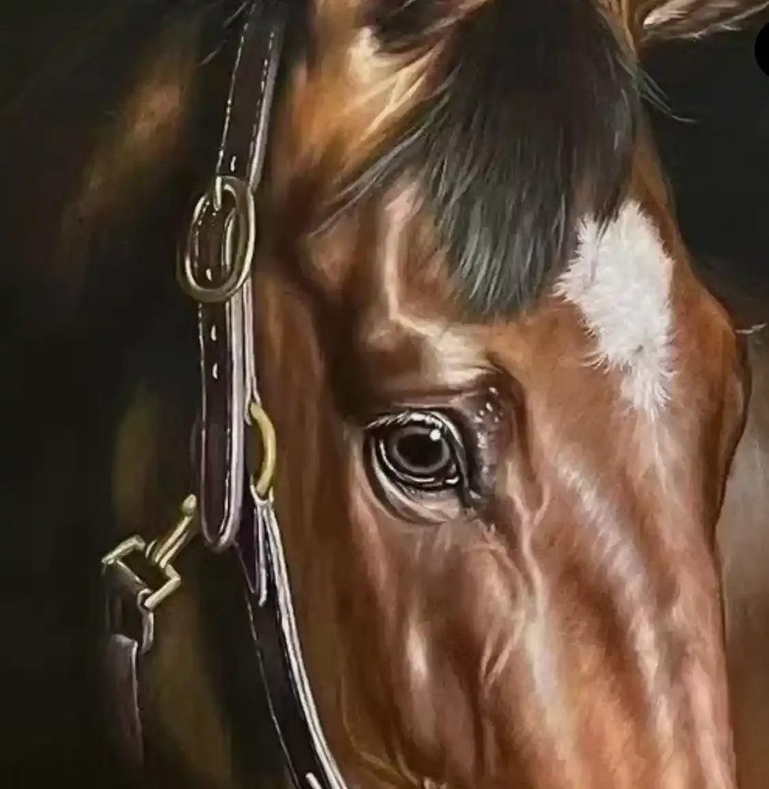 art-animal-cheval-alezan-tete-peinture-huile sur toile - Kikooyou Art Gallery