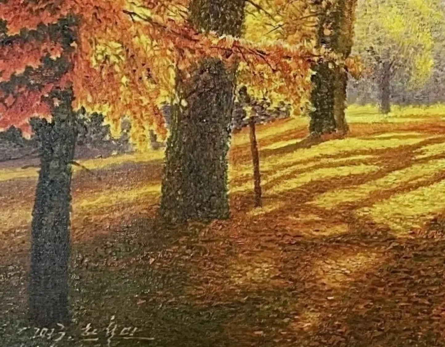 art-nature-paysage-foret-arbre-feuilles-automne-Peinture à l'huile sur toile-originale - Kikooyou Art Gallery