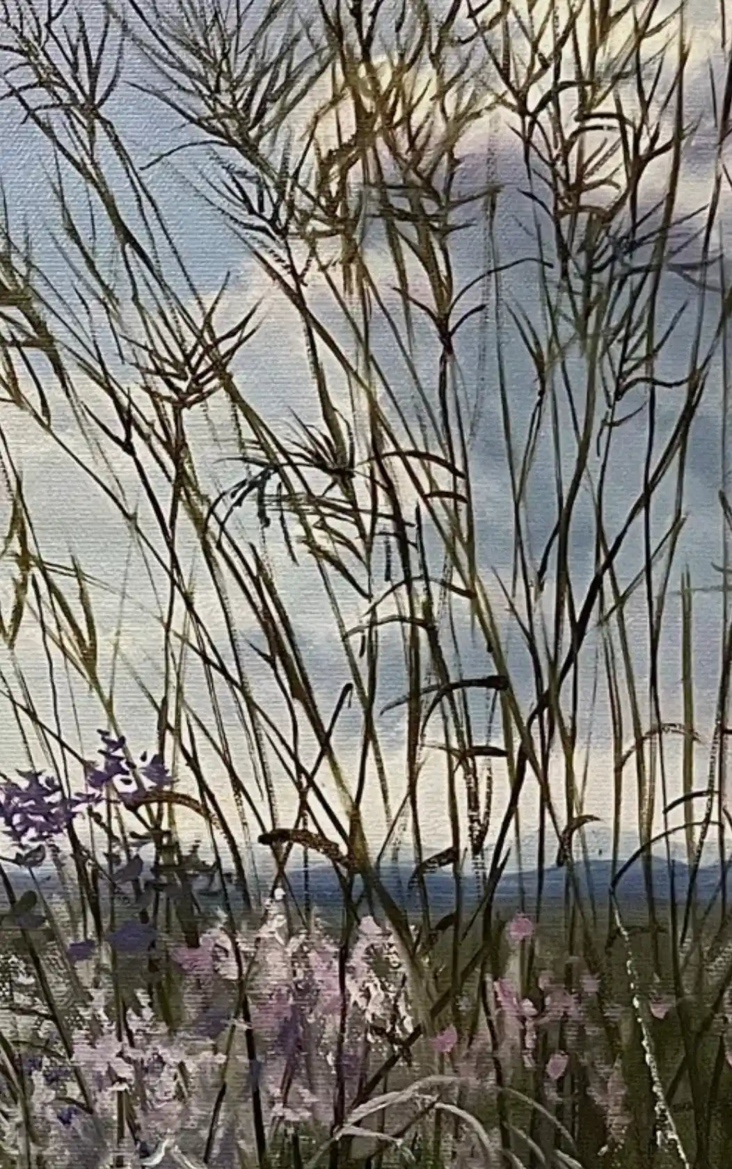 art-paysage-vue-rivage-lac-vent-peinture-huile sur toile