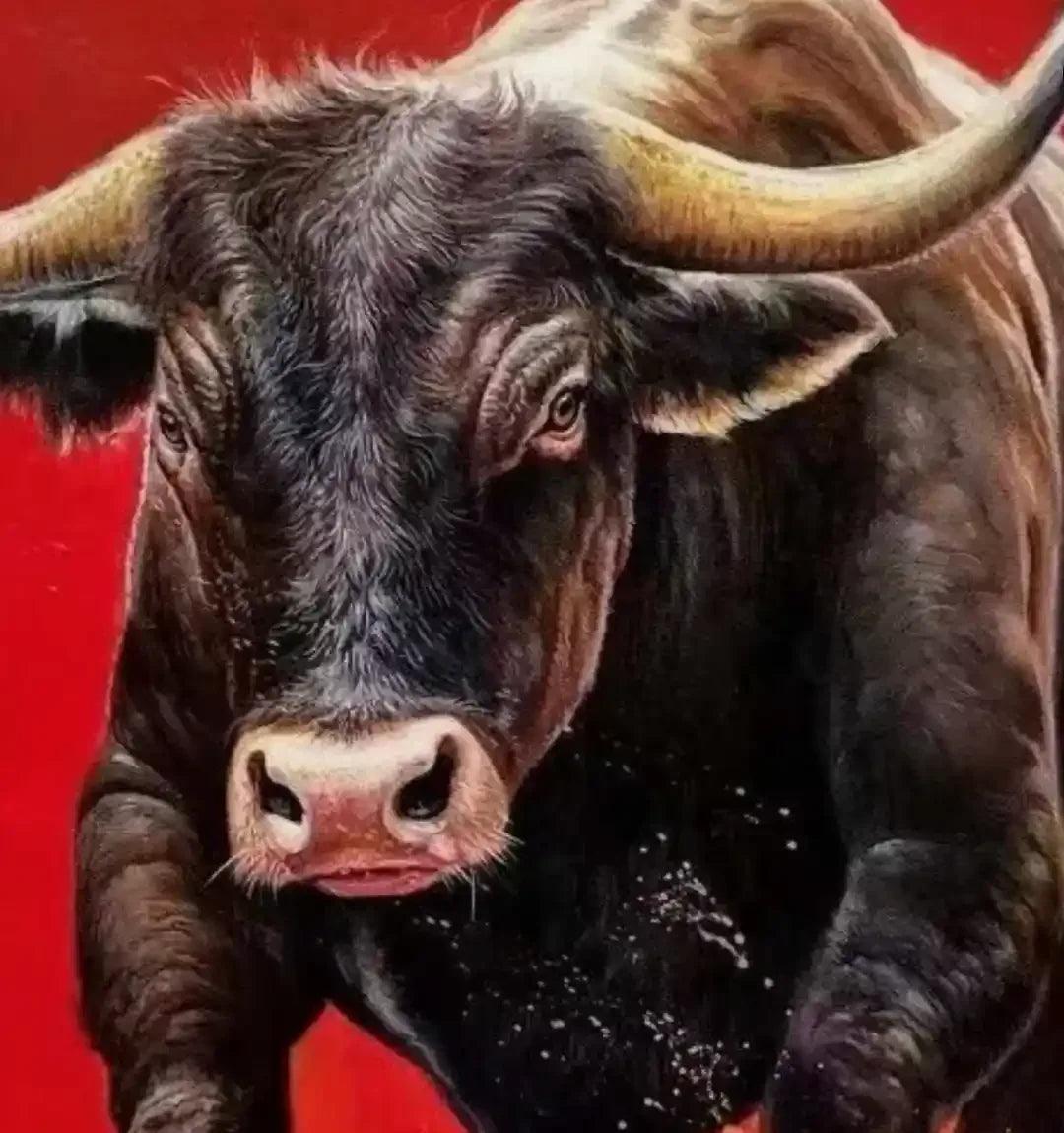 Tableau original huile sur toile, Red Bull - Kikooyou Art Gallery