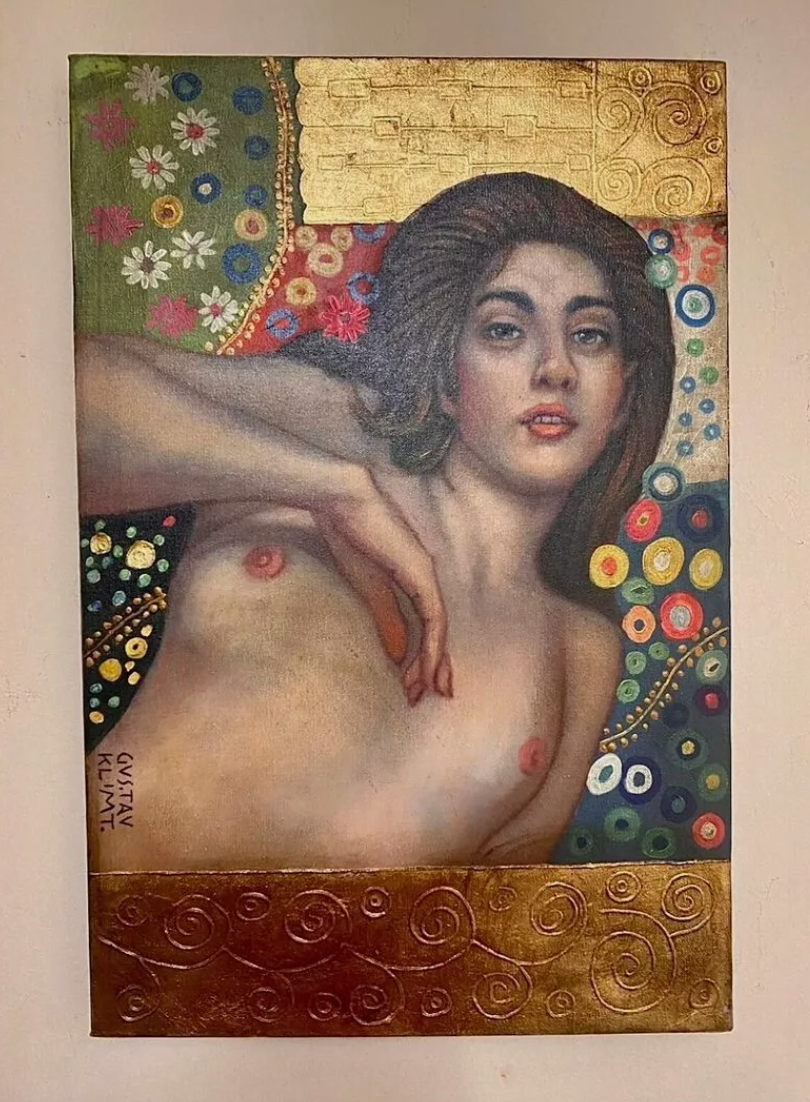 art-portrait-profil-feminin-femme-nue-peinture huile sur toile