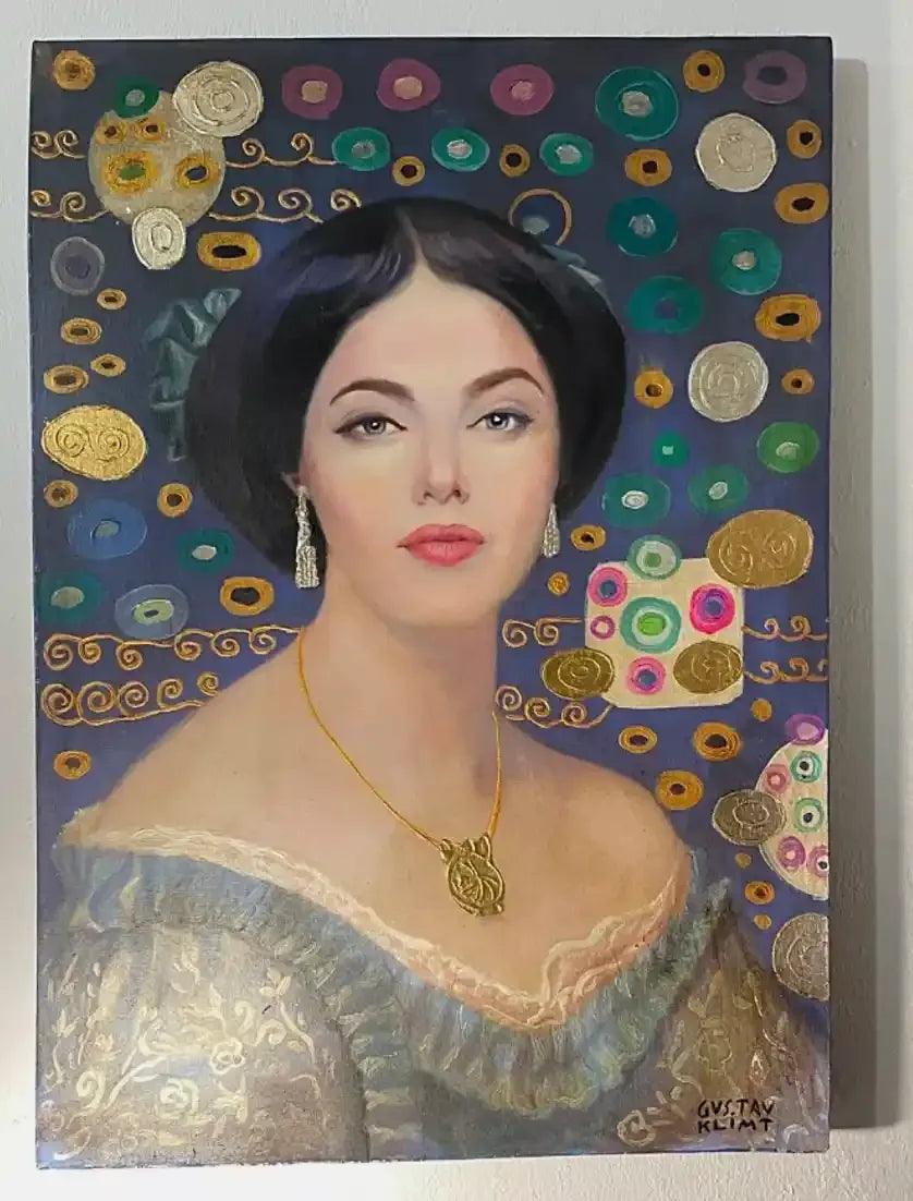 art-portrait-profil-feminin-femme-royale-peinture huile sur toile - Kikooyou Art Gallery