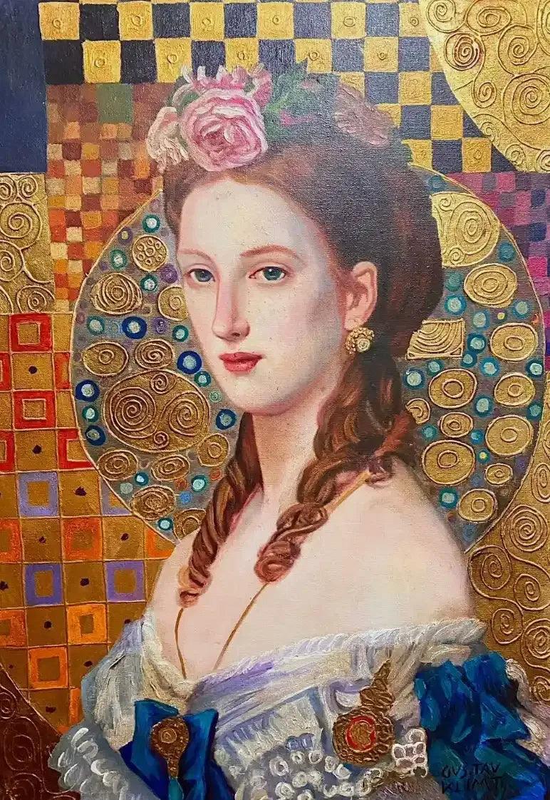art-portrait-profil-feminin-femme-princesse-royale-peinture huile sur toile - Kikooyou Art Gallery