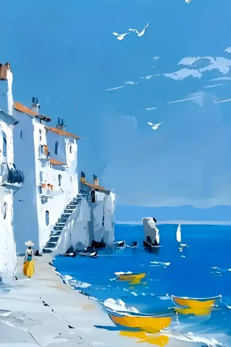 art-peinture-tableau-paysage-marin-mer-bateau-soleil-huile-toile