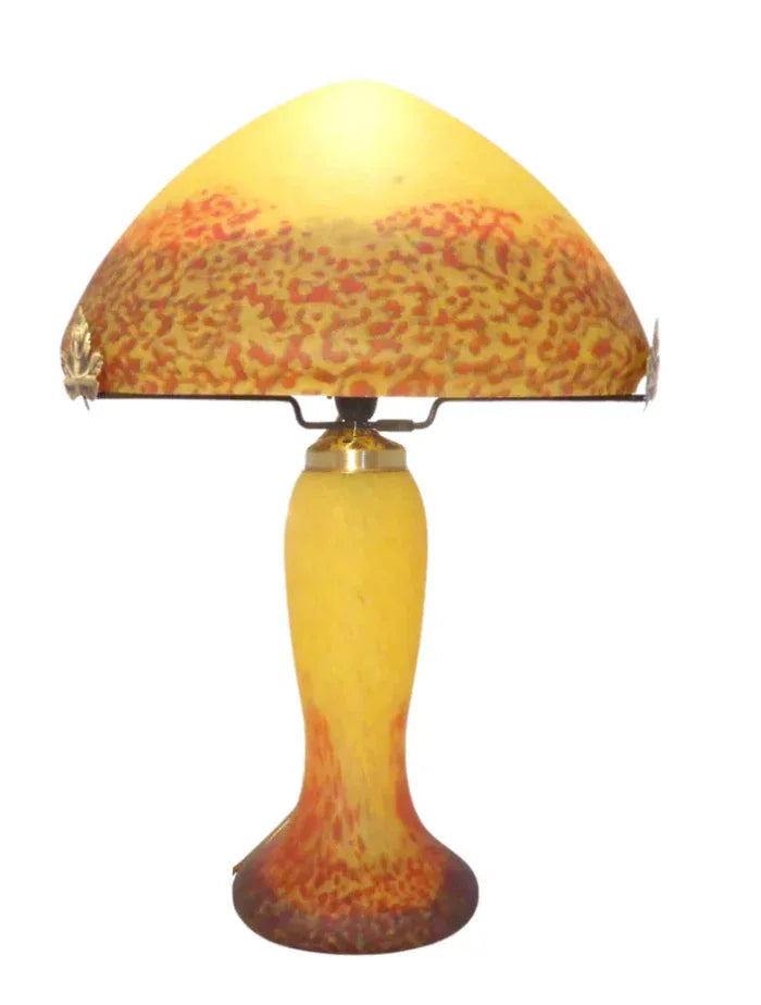 Lampe verre champignon Gallé Tip pate de verre jaune - Kikooyou Art Gallery
