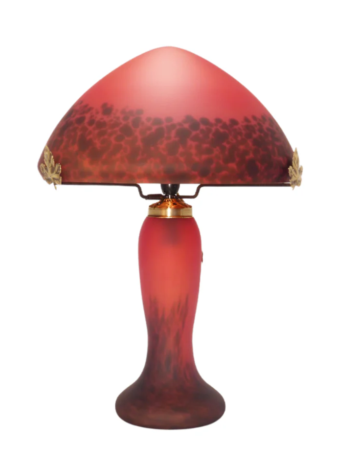 Lampe verre champignon Gallé Tip pate de verre
