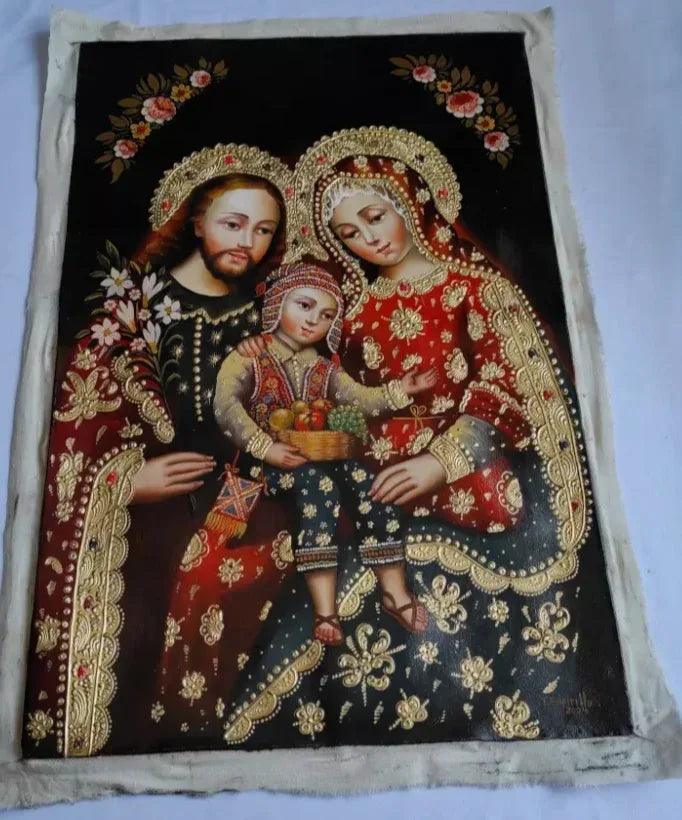 Sainte Famille, sainte-Sacrée Famille, Peinture à l'huile originale, Peinte à la main, Peinture Cusco - Kikooyou Art Gallery