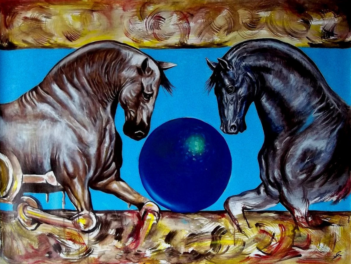 art-moderne-animal-chevaux-tableau peinture huile sur toile