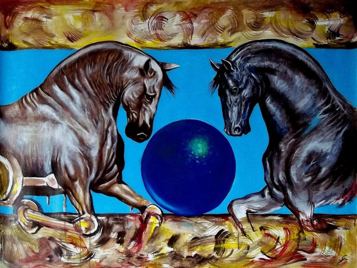 art-moderne-animal-chevaux-tableau peinture huile sur toile - Kikooyou Art Gallery