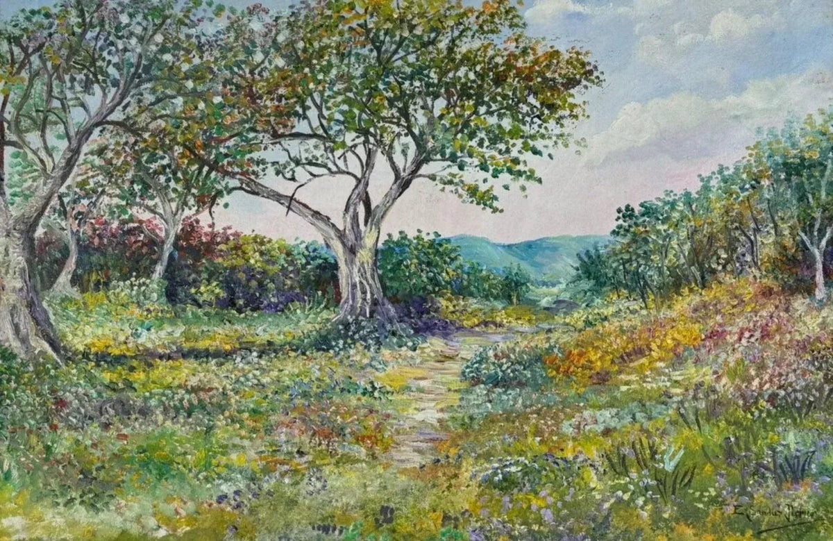 art-decoration-tableau-peinture-huile-toile-paysage-campagne-arbre- d'après Monet - Kikooyou Art Gallery