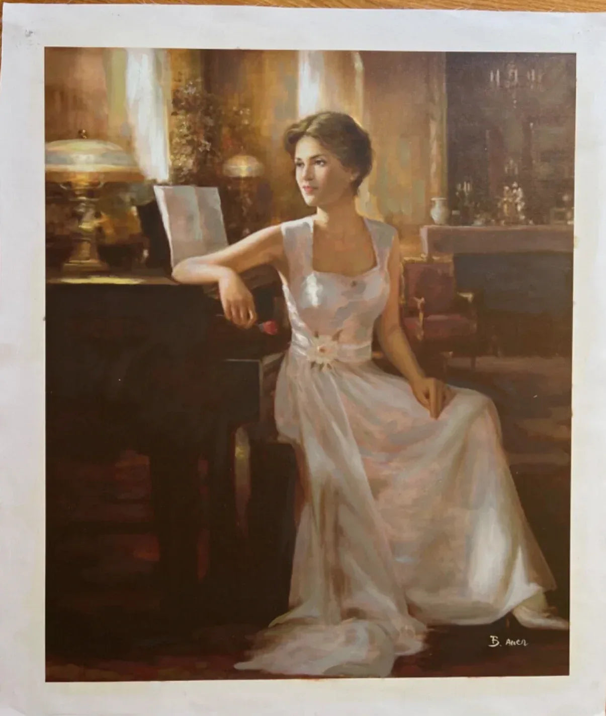 Repos au piano - Peinture à l'huile sur toile - Kikooyou Art Gallery