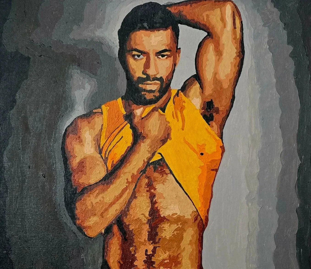 art-decoration-erotique-tableau-peinture-huile-toile-homme-nu-integrale-tbm-tshirt - Kikooyou Art Gallery