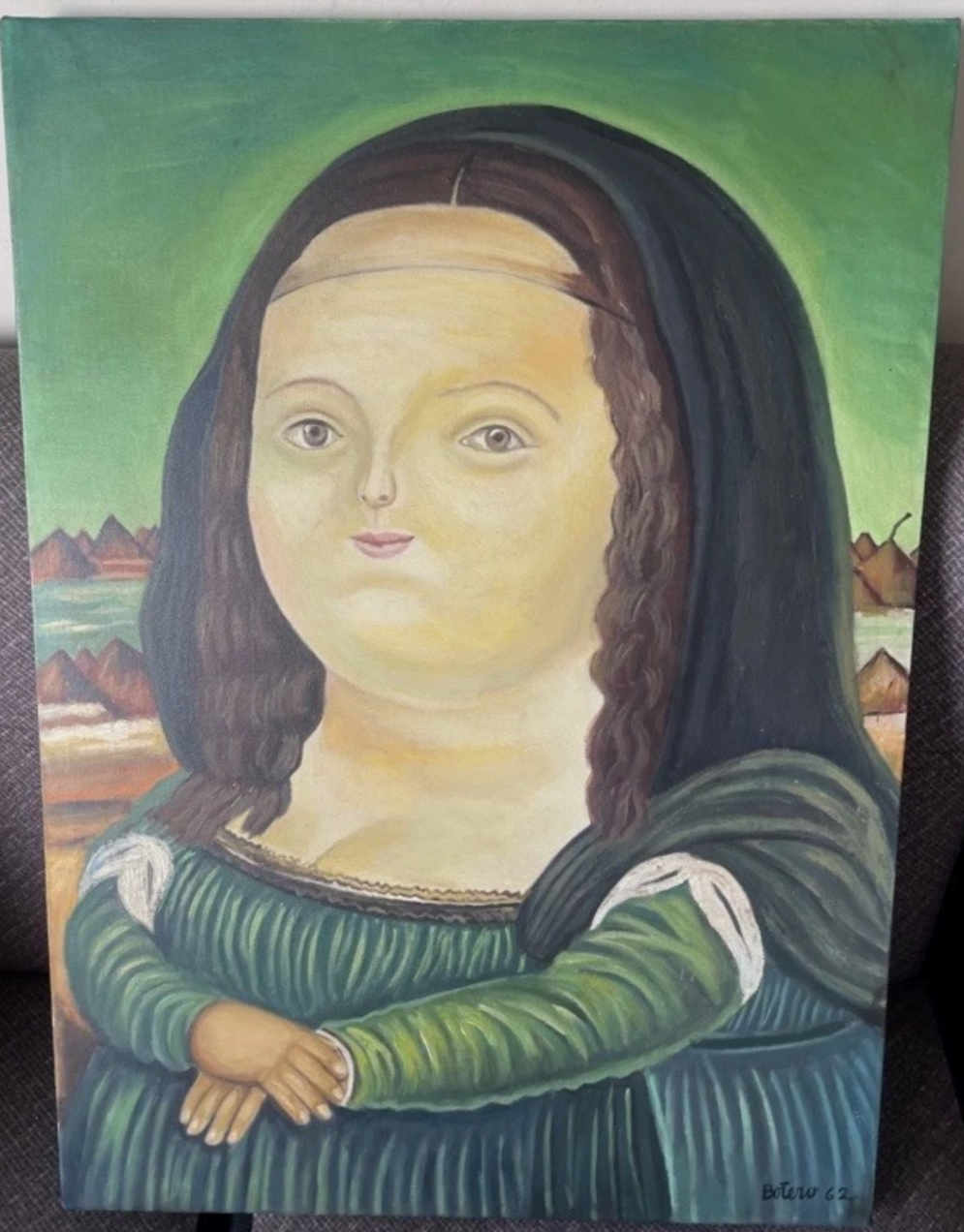 art-decoration-tableau-peinture-huile-toile-portrait-mona lisa-d'après Botero