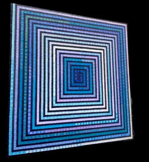 art-decoration-tableau-peinture-huile-toile-abstrait-labyrinthe-camieu-bleus-blanc - Kikooyou Art Gallery