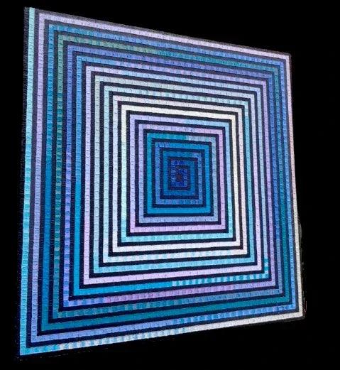 art-decoration-tableau-peinture-huile-toile-abstrait-labyrinthe-camieu-bleus-blanc - Kikooyou Art Gallery