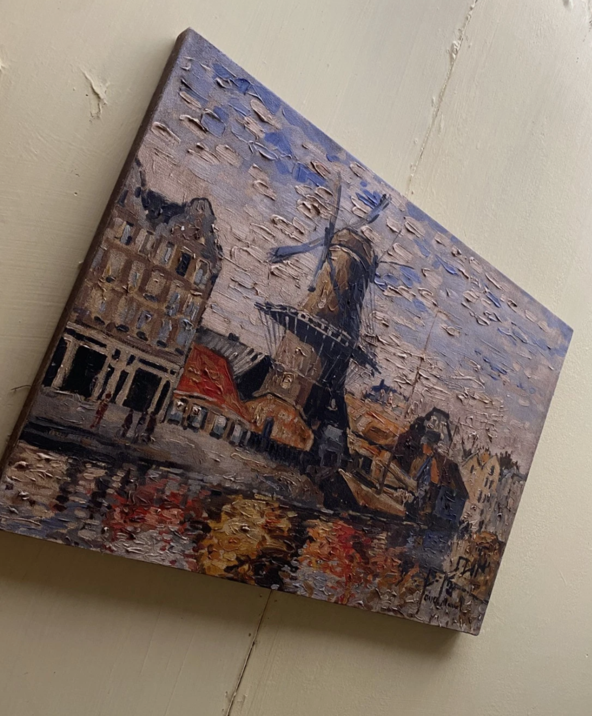 art-impressionnisme-paysage-moulin-vent-peinture-huile-toile-d'après Van Gogh