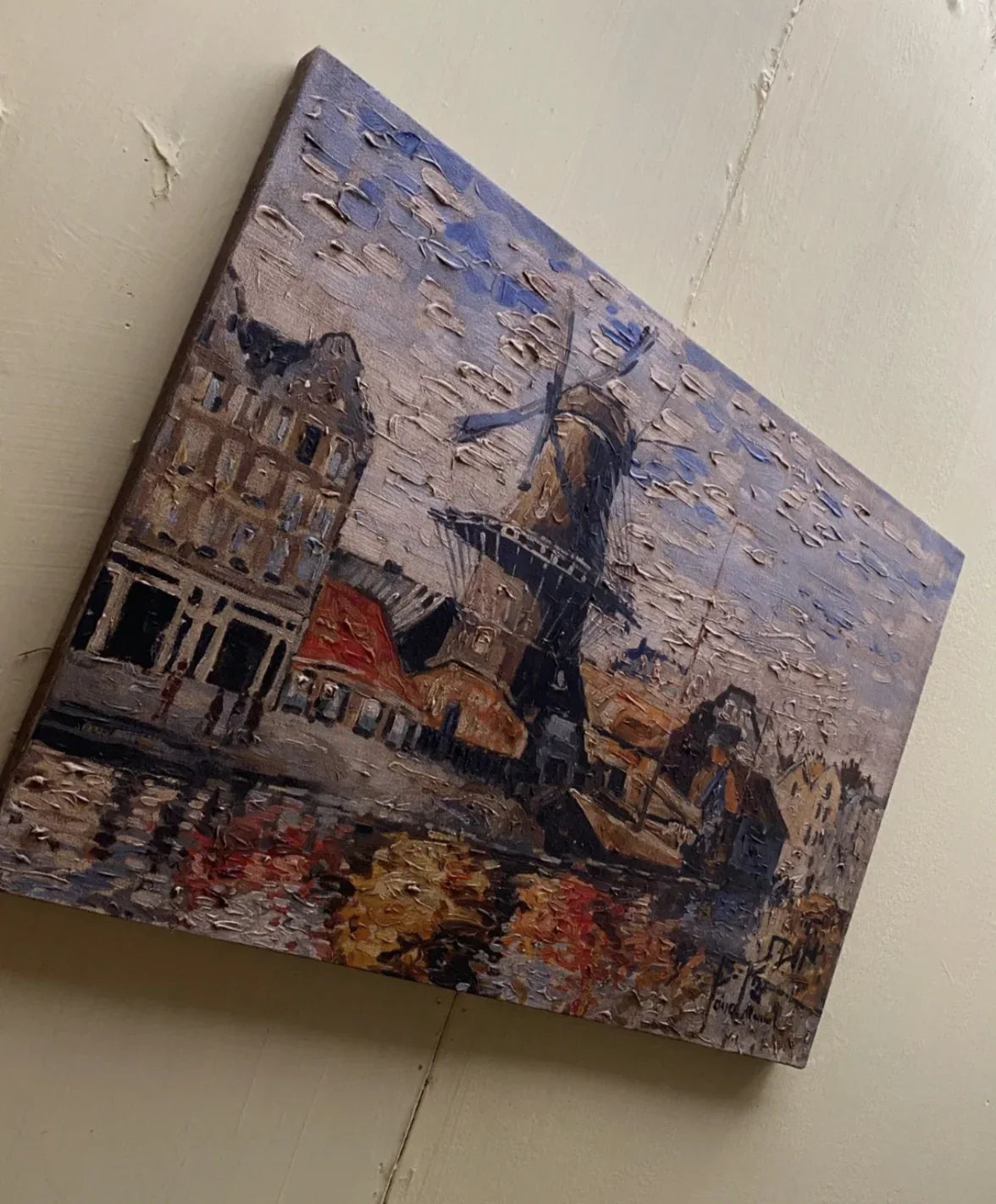 art-impressionnisme-paysage-moulin-vent-peinture-huile-toile-d'après Van Gogh - Kikooyou Art Gallery