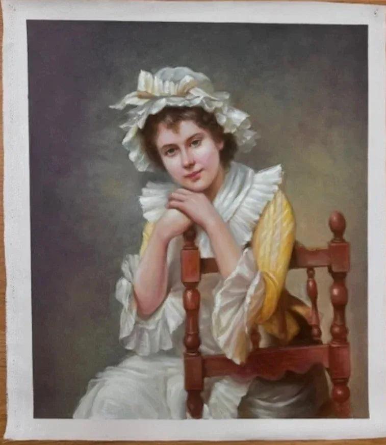 portrait jeune fille tableau peinture huile sur toile - Kikooyou Art Gallery