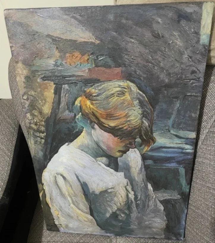 portrait femme blonde d'après Lautrec tableau peinture huile sur toile signée -kikooyou art gallery - Kikooyou Art Gallery